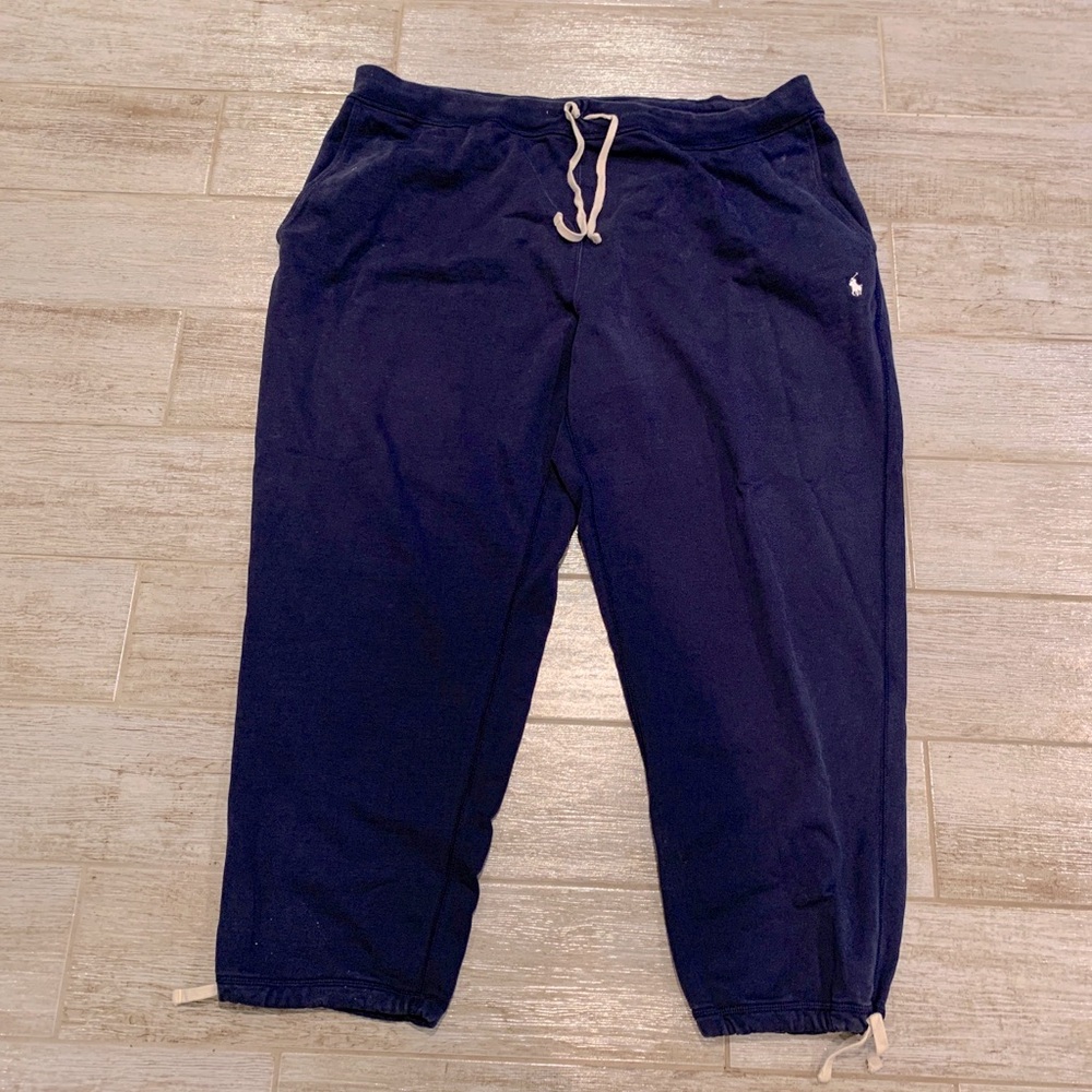Polo Ralph Lauren Sweatpants Men 4XB Blue Double Knit Pony Drawstring Big Jogger